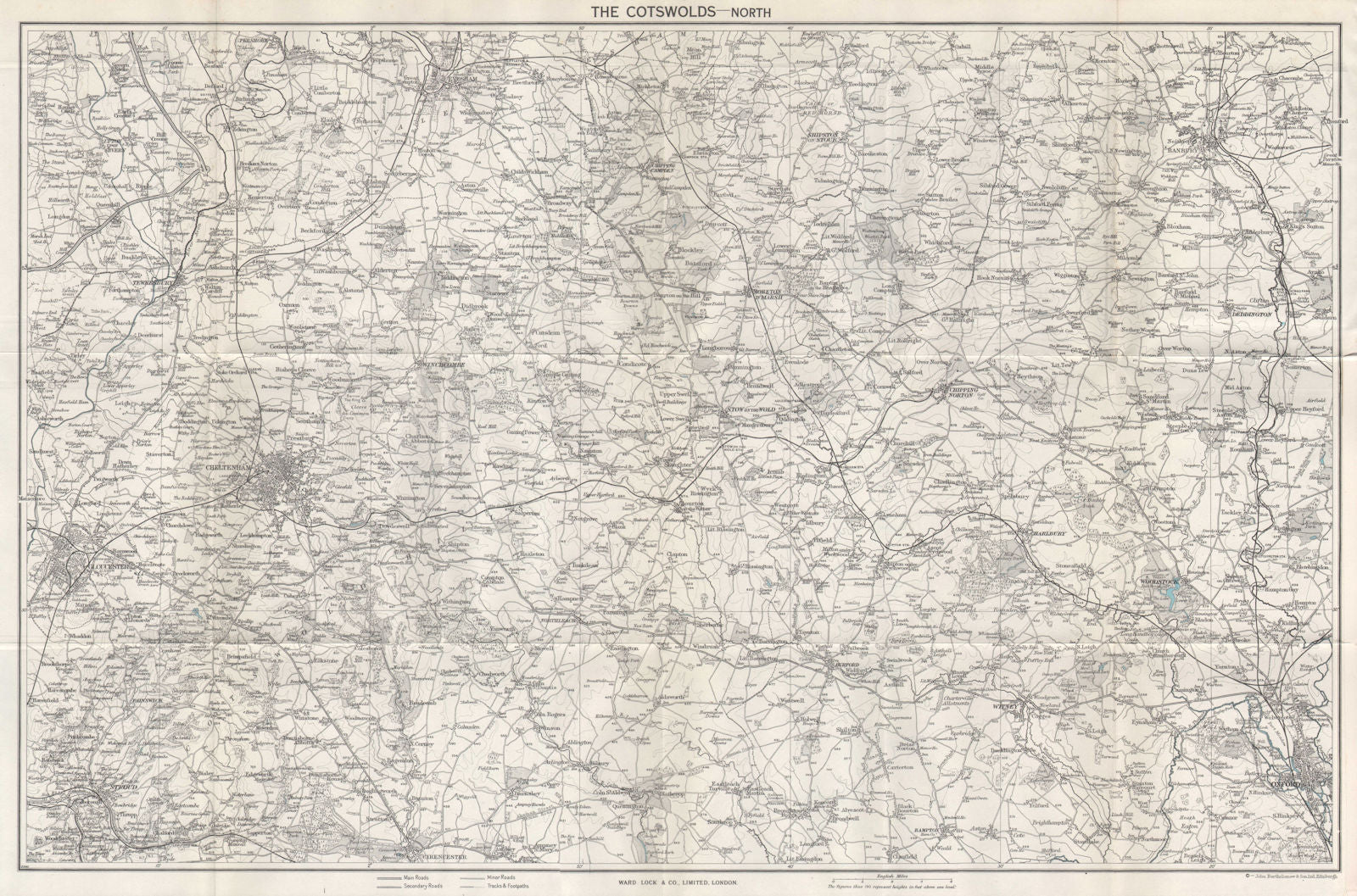NORTH COTSWOLDS Gloucester Cheltenham Oxford Banbury. WARD LOCK 1964 map